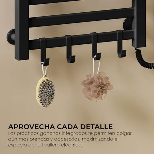 Miniatura 9 de Yoevu Toallero Eléctrico 100w, Compatible Con Alexa Estante Superior Pantalla Lcd Táctil, Control Wifi, Montaje En Pared Aleación De Aluminio, Negro
