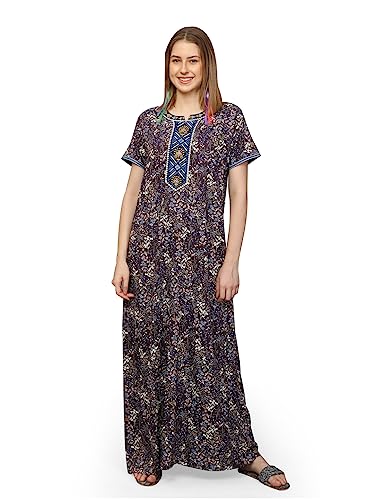 Image of Evolove Women's Viscose Liva Long Maxi Night Gown Nighty Dress with Pocket, Super Soft Comfortable (LNG-Rayon)