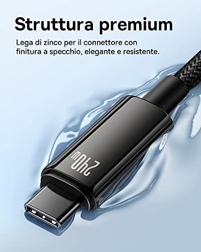 Baseus Cavo USB C a USB C Ricarica Rapida 240W, 1 Metri Cavetto Type-C con PD, Tipo C Cavo per MacBook Air/Pro, iPad Pro 12.9/11/Air/Mini, Dell, HP, Samsung Galaxy S22/21/20, Huawei - Immagine 4