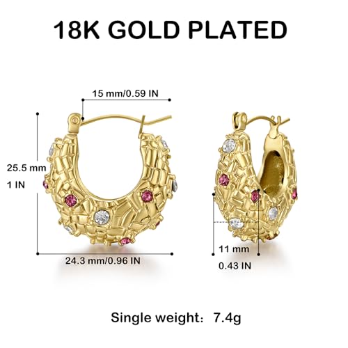 Image of FRUMOS 18K Gold Plated Chunky Hoop Earrings for Women Fashion Thick Gold Hoops Set Jewelry for Birthday Christmas Gifts