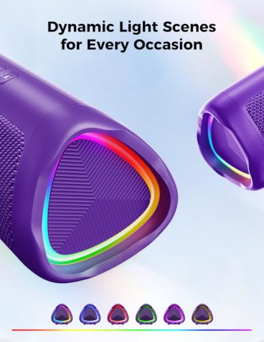 Image of Bluetooth Speaker, 20W HD Sound, Portable Wireless, IPX5 Waterproof, Up to 24H Playtime, TWS Pairing, for Home /Party /Outdoor /Camping /Beach Essentials, Electronic Gadgets, Birthday Gift (Purple)