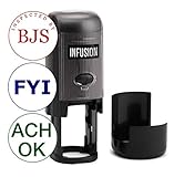 Infusion Custom Text Round Self-Inking Rubber Stamp (3/4" Diameter) - Up to 3 Lines of Text and Bord