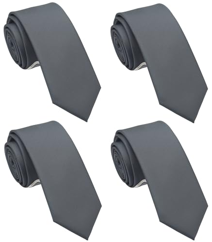 Image of Skinny Solid Ties for Men, 2.5 inch Slim Plain Neckties 4-Pack