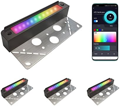 COLOER 7 Inch 5W RGB LED Hardscape Lighting, 12V-15V AC/DC Low Voltage Smart Outdoor Wall Lights Color Changing, IP65 Waterproof Landscape Step Light, Hardscape Paver Light, ETL Listed,4 Pack