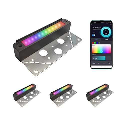 Coloer 7 Inch 5W Rgb Led Hardscape Lighting, 12V-15V Ac/Dc Low Voltage Smart Outdoor Wall Lights Color Changing, Ip65 Waterproof Landscape Step Light, Hardscape Paver Light, Etl Listed,4 Pack #TOP1