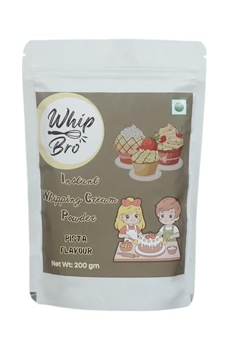 Image of WhipBro Whipping Cream Powder | Pista Flavour | Baking & Dessert Use (200 g)