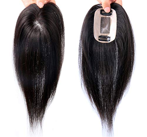 Postiche à clipser cheveux humains mono 7.6x10.2 cm volumateur capillaire blond 613