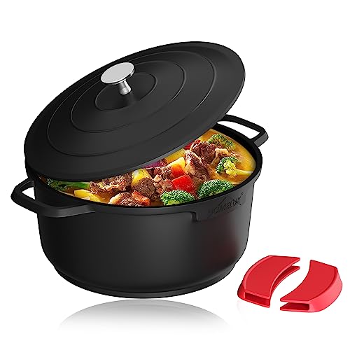 28cm Kochtopf Homelux Topf Induktions Kochtopf mit Deckel, Antihaftbeschichtung, Silikongriffüberzug, 6L Suppentöpfe aus Aluminium für alle Herdarten(H-D28-C100)