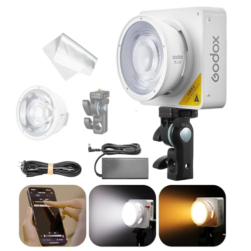 GODOX ML100Bi Portable LED Video Light 100W Bi-Color 2800-6500K COB Support DC/V-mount battery/USB-C Power/Bank TLCI97 CRI98 Continuous Output Lighting for Filmmaking/Live Streaming/Videography