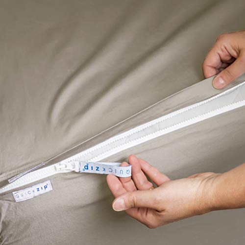 Quickzip Fitted Sheet - Includes 1 Fitted Sheet Base & 2 Zip-On Sheets - Easy To Change, Fold & Wash King Sheet - Soft Sateen 400 Tc Cotton Fitted Sheets – 17.5” Deep Pockets King Size Sheets – Sand #TOP3