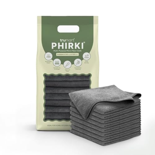 Image of Premium Microfiber Cleaning Cloths Pack of 9 (40 x 40 cm, 340 GSM) | Lint-Free, Scratch-Free, Highly Absorbent | Reusable Multipurpose Cloth for Car, Bike, Home & Kitchen Cleaning