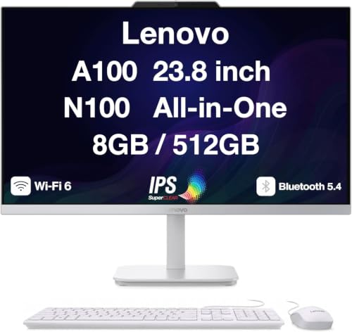 Image of Lenovo A100 24 inch FHD All-in-One Desktop Intel N100, 8GB DDR5, 512GB SSD