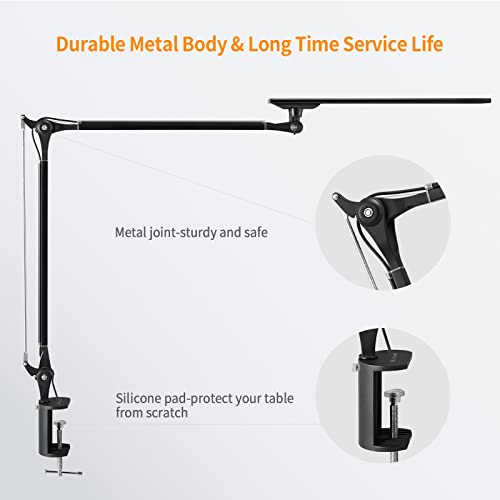Phive Led Desk Lamp, Architect Clamp On Desk Light, Eye-Caring Metal Swing Arm Drafting Table Lamp, Dimmable, 4 Color Modes - Great For Workbench, Office, Task, Reading, Drawing (Upgraded Version) #TOP6