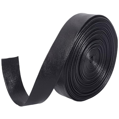 Tiras | Gorgecraft Correas De Cuero Pu Negras 5mx20mmx1mm Cinta Para Ribetes Y Tiras Plegables Textura De Piel De Cordero Cordón Plano Sintético Pu Para Costura
