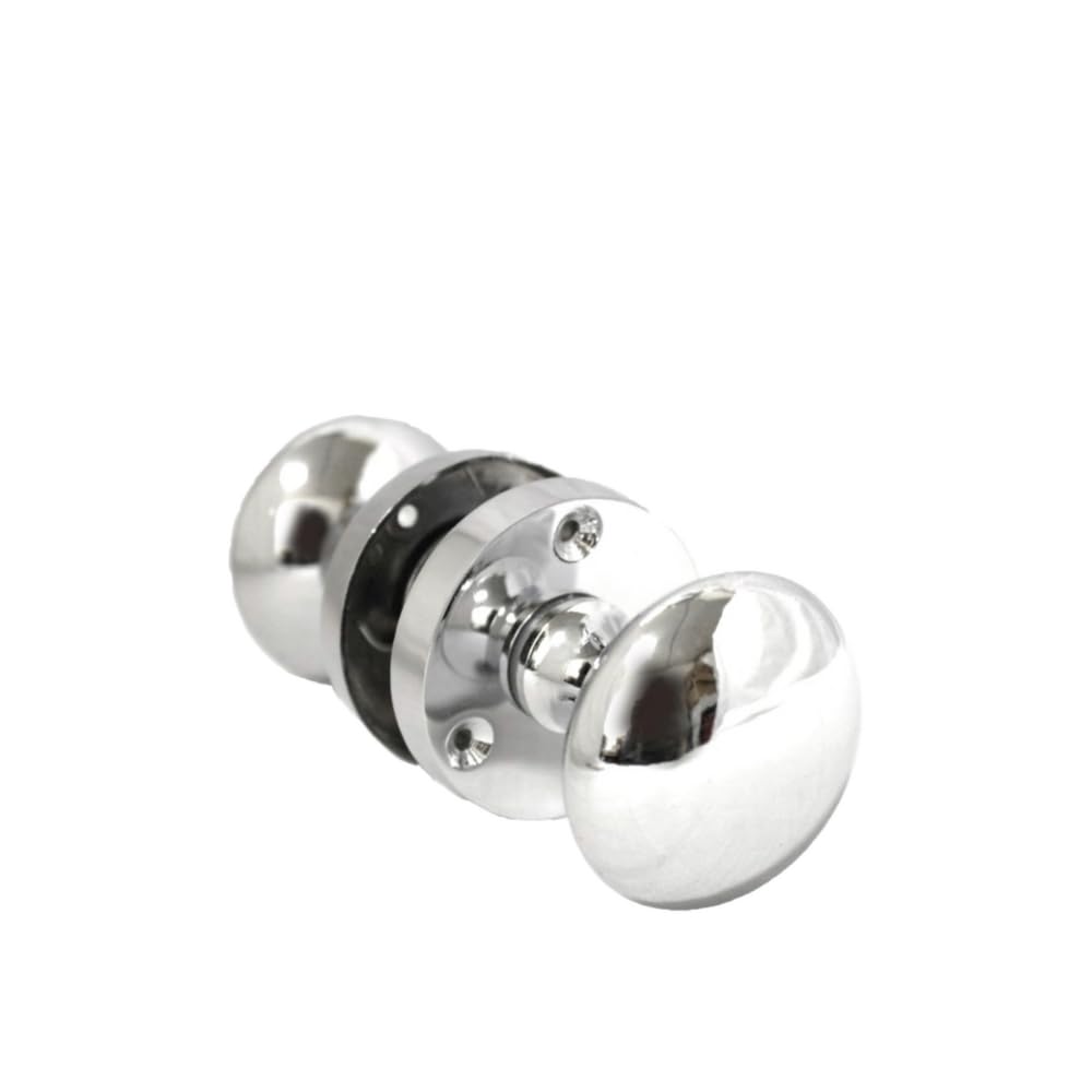 Epsom Door Handle Silver Polished Chrome Victorian Style Round Door Knob Set – 1 Pair, Sprung Internal & External Door Knobs For Mortice Locks – 56Mm Rose, 52Mm Knob