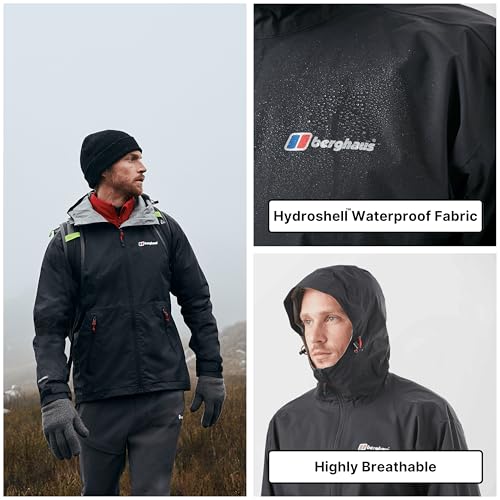 Berghaus Men’s Stormcloud Waterproof Jacket with Adjustable Hood and Drawcord Hem, Breathable, Lightweight & Durable Technical Raincoat (UK, Alpha, XL, Regular, Regular, Black) - Image 3
