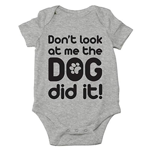 Image of AW Fashions Don't Look At Me, The Dog Did It! Baby Bodysuit Funny Newborn Outfit for Boys or Girls Romper