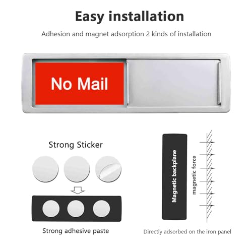 Image of Mail In Here Sign,No Mail Slider Sign for Home Office Restroom Conference Hotels Hospital, Slider Door Indicator Tells Whether Mail is Here Or No Mail, 7'' x 2'' - Silver