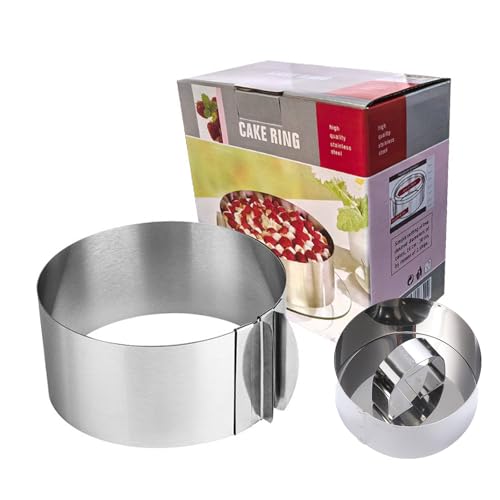 HcirjhieCake Mold-Cake Ring-Adjustable Round Stainless Steel 6 to 12 Inch