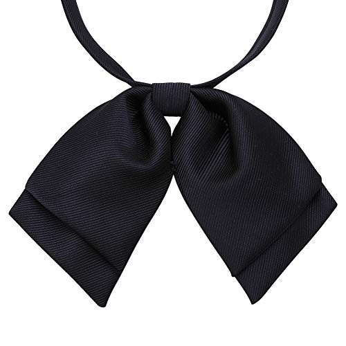 AUSKY Elegante Fliege für Frauen und Mädchen, verstellbare vorgebundene Bluse, Krawatten für Uniform Hemd - Schwarz - Einheitsgröße