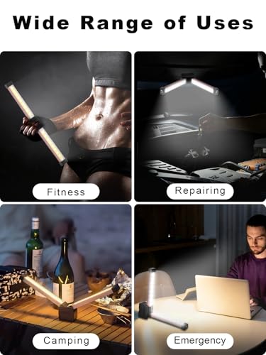 Image of Gym Lamp, YETHKE Portable Gym Lighting for Posing, Magnetic Work Light with Portable Charger, Gift for Men /Women, 180 Rotate Foldable with Hang Hook Camping Lamp, LED Handheld Flashlight-Rose