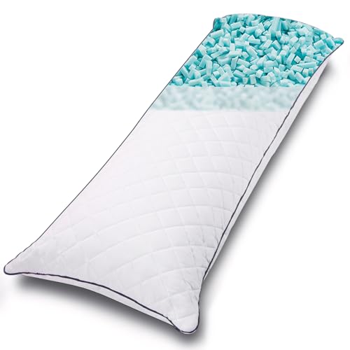1 MIDDLE ONE Body Pillow Memory Foam Body Pillows for Adults Sleeping Long Pillow for Bed Big Large Firm Full Body Pillow for Side Sleeper 20x60 Inch (White)