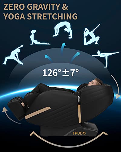 Pudo 2023 Massage Chair Full Body Zero Gravity | Massage Chairs Yoga Stretch Heated Sl Track Shiatsu Electric Massage Chair Recliner Ai Voice Control (Black) #TOP4
