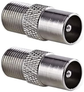 ASCL 2 x F Socket Female to Coax Plug Male TV Aerial Connector Adaptor for Cable Lead