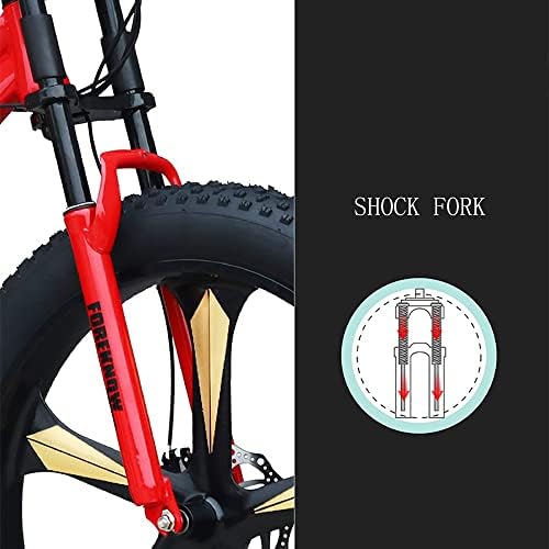 JAMCHE 26Inch Mountain Bikes, Adult Fat Tire Mountain Trail Bike, 27 Speed Bicycle, High-carbon Steel Frame Full Suspension Dual Disc Brake, 4.0 Inch Thick Wheel Mountain Snow Beach Bikes