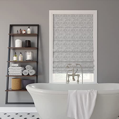 Sun Zero Tompkins Tonal Geometric Total Blackout Cordless Roman Shade, 35" X 64", Gray #TOP4