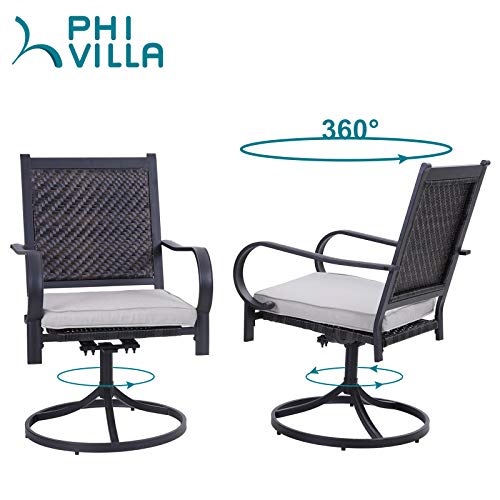 Phi Villa Outdoor Rattan Dining Chairs Set Of 2 Pieces Wicker Swivel Dining Chairs With Cushion For Outside Heavy Duty Wicker Patio Furniture Sets Bistro Chairs For Garden,Backyard,Lawn(2 Pieces) #TOP5