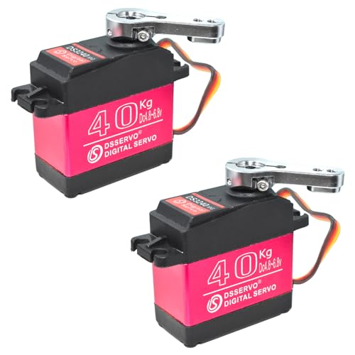 HiRCgo 2Pcs 40KG Digital RC Servo with 25T Servo Arm, DS3240MG Full Metal Gear High Torque Steering RC Servo for 1:8 1:10 Scale RC Cars Crawlers Buggy Trucks Airplane Control Angle 180&deg;