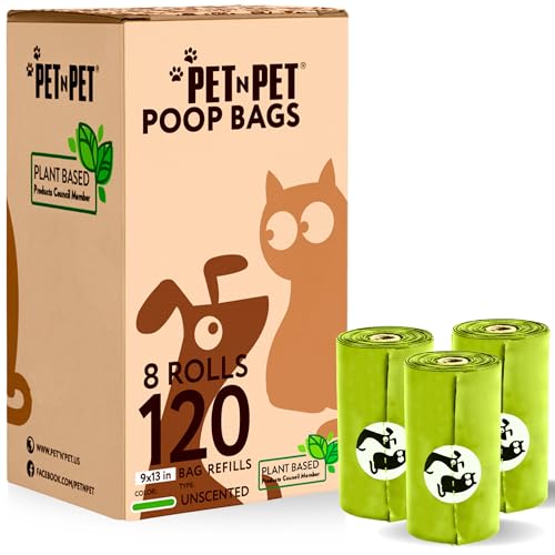 Image of Pet N Pet Poop Bags For Dogs, 120 Counts Plant Based Dog Poop Bags Rolls, Thick Doggie Poo Bag, 100% Leak-proof, Easy to Use Pet Waste Bag