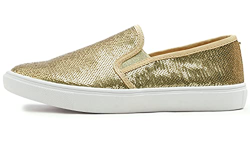 Image of FEVERSOLE Women's Fashion Sparkle Sequin Embellished Sneaker Party Holiday Casual Shoes