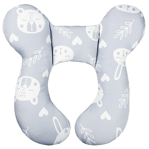 Image of vocheer Baby Travel Pillow(Upgraded), Head and Neck Support Pillow for Pushchair, Car Seat,Stroller, Bouncer, Cotton (White Bear)