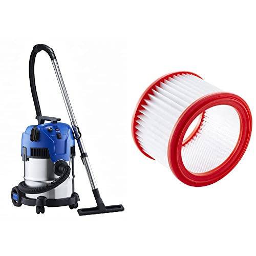 Nilfisk, ohne Beutel, Multi II 22 INOX EU Nass-/Trockensauger, für die Reinigung im Innen- & Außenbereich, 22 Liter Fassungsvermögen, 1200 W Eingangsleistung, 230 V (blau) & Filter Kit 107417194