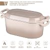 VORRINGARD Oval Dutch Oven Pot with Lid, Enamel Coating Cast Iron Bread Pans for Homemade Sourdough Bread Baking, Cooking, 4 Quart, Latte