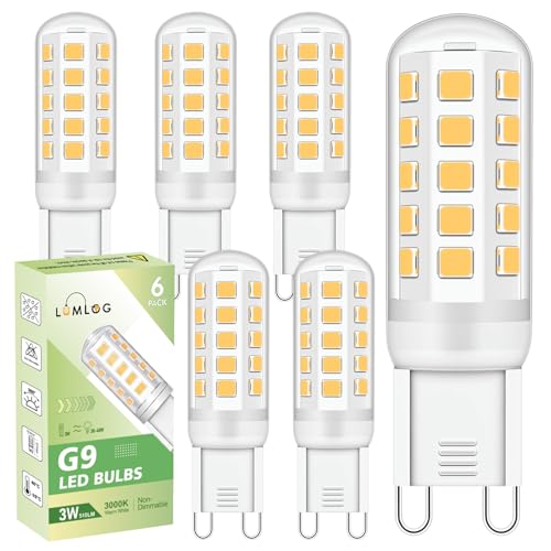 Lumlog G9 Led Bulbs Warm White 6-Pack 3W 510 Lm 3000 Kelvin G9 Led Light Blubs Equivalent to 30-40W Halogen 220-240V No Flicker Non-Dimmable Energy Saving for Home Lighting Decor [Energy Class C]