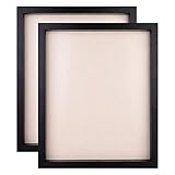 Display Shadow Box Frame, Linen Board Wood Showcase, Keep Awards, Medals, Tickets, Photos, Pictures Frames, 2 Pack