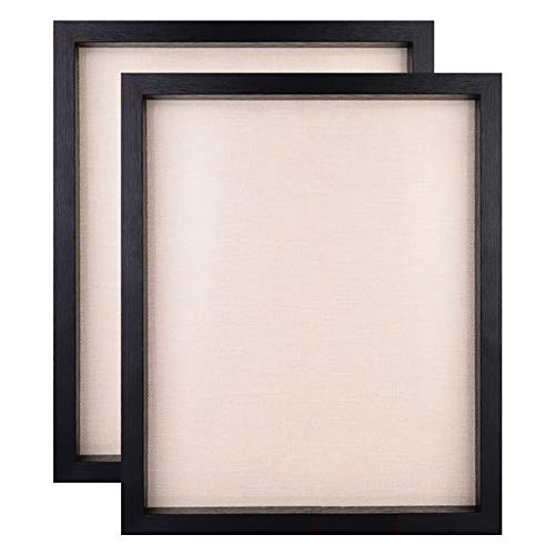 Display Shadow Box Frame, Linen Board Wood Showcase, Keep Awards, Medals, Tickets, Photos, Pictures Frames, 2 Pack