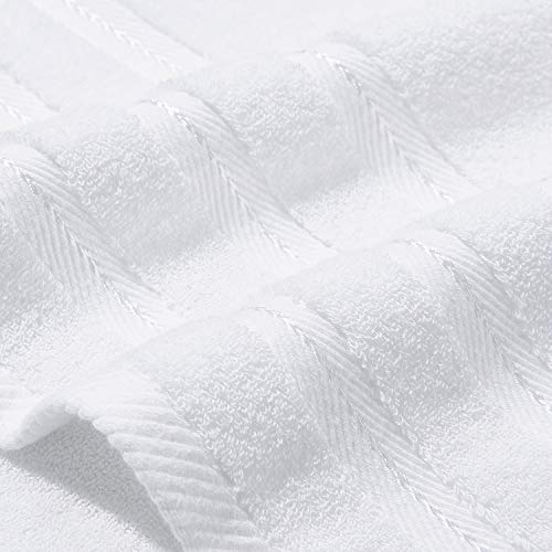 6 Piece Bath Towel Set Premium Luxury Hotel Spa Towels Turkish Cotton Towels Bathroom Set Super Soft Highly Absorbent, 2 Bath Towels, 2 Hand Towels, 2 Washcloths, White #TOP5