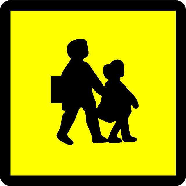Yellow School Bus Sign – Square Self-Adhesive Vinyl Safety Sticker for Vehicles, Windows & Doors, Bus Stop, School Bus stop areas (Yellow/Black, 30 x 30cm, Pack of 2)