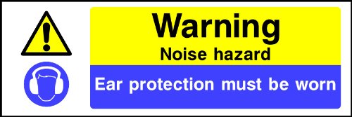 Image of Warning Noise Hazard Ear Protection Sign 200mmx66mm