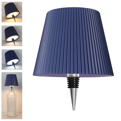 Beaeet lampada bottiglia LED Blu, ricaricabile USB-C, senza fili, IP54, 3 tonalità dimmerabili, per bottiglie in vetro da tavolo, balcone, terrazza, campeggio, feste