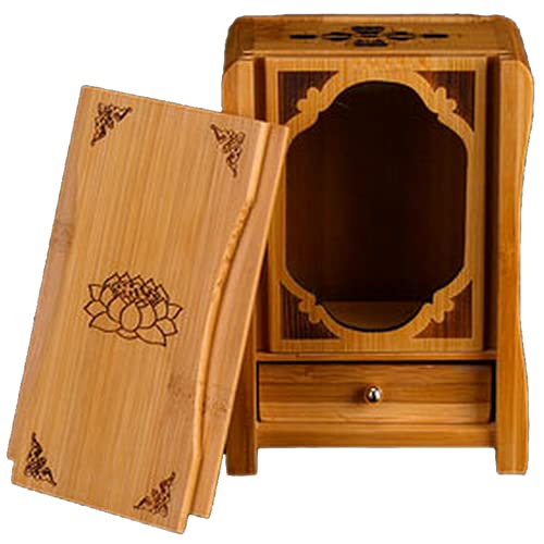 PAYNAN 7.5x5x10.5cm Chinese Wood Carved Dragon Tablet Altar Memorial Ancestral