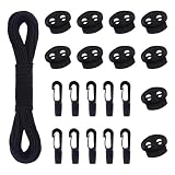 COEWUR 30 M Corda Elastica 3mm Tenditore Elastico Nero Elastico in Gomma Corde Elastiche con 10 Fermacorda a Molla 10 Gancio in Plastica per Teloni Tende Trasporto Lacci Zaino