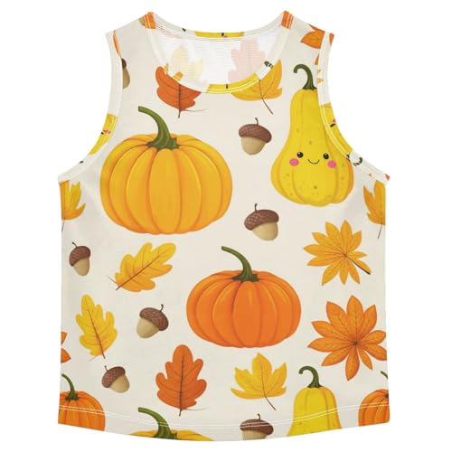 J JOYSAY Autumn Pumpkin Acorn Leaves Boys Tank Top Sleeveless Muscle Shirts Quick Dry Kids T-Shirts 3-15T