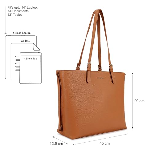 Image of Fastrack Mood Muse Laptop Tote for Women, Faux Leather Handbag With Padded 14-Inch Laptop Compartment, Spacious Interior With Multiple Pockets, Trendy Women's Handbags, Shoulder Bags For Girls