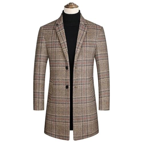 Men Plaid Wool Blends Trench Coat Long Winter Jackets Cashmere Overcoat Winter Male Business Casual Jacket2