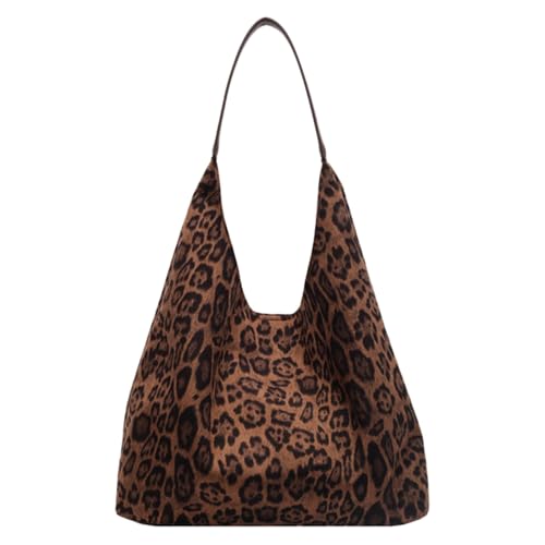 Sac cabas léopard femme en toile grande capacité avec poche zippée